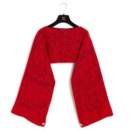 Chanel-RED CASHMERE CAPE F16 SHAWL AH2016 F16-Red