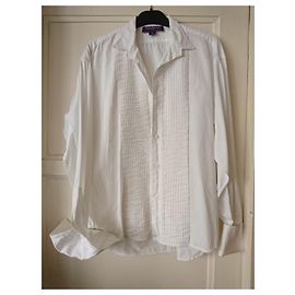 Camisa Ralph Lauren Collection Blanca de Algodón con Pliegues Blanco