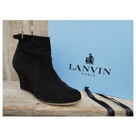Lanvin-Lanvin p wedge ankle boots 37,5-Black