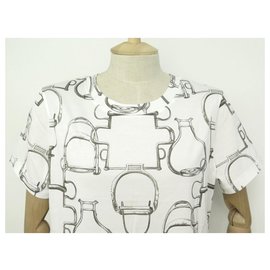 Hermès-NEW HERMES MIRCO PROJECTS SQUARES XL T-SHIRT 46 HIGH TOP NEW WHITE COTTON-White