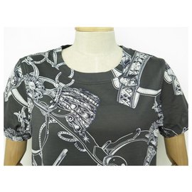 Hermès-NEW HERMES MICRO BRIDE COURT T-SHIRT 44 L IN GRAY COTTON TOP NEW TOP-Grey