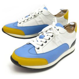 Hermès-NEW HERMES SHOES 43.5 TRICOLOR LEATHER SNEAKERS + LEATHER SNEAKERS BOX-Other