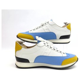 Hermès-NEW HERMES SHOES 43.5 TRICOLOR LEATHER SNEAKERS + LEATHER SNEAKERS BOX-Other