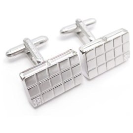 GIVENCHY RECTANGLE SILVER METAL CUFFLINKS + CUFFLINKS BOX Silvery