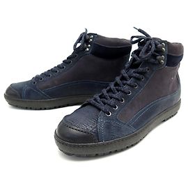 NEUF CHAUSSURES SANTONI 10 IT 45 FR BASKETS CUIR LISSE BLEU SNEAKERS SHOES Bleu