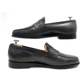 John Lobb-JOHN LOBB LOPEZ SHOES 7.5 41.5 LOAFERS ANTHRACITE LEATHER LOAFERS-Dark grey