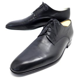 JM Weston-JM WESTON DERBY SHOES 427 12E LARGE 46 BLACK LEATHER + STAINLESS STEEL SHOES-Black