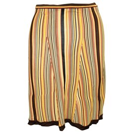 Hermès-Brown Striped Skirt-Brown