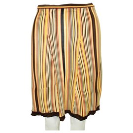 Hermès-Brown Striped Skirt-Brown