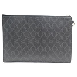 Gucci-GUCCI HANDBAG POUCH GG WITH KINGSNAKE 473904 CANVAS BOX POUCH-Black