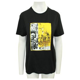 Alexander Mcqueen-Black T-Shirt with Yellow Print-Black