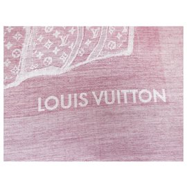 Louis Vuitton-NEW CHALE LOUIS VUITTON MONOGRAM R BAGS AND TRUNKS98142 CASHMERE SILK + BOX-Dark red