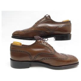 JM Weston-JM WESTON RICHELIEU SHOES 675 9E 43 FLORAL LEATHER TOE CAPS-Brown