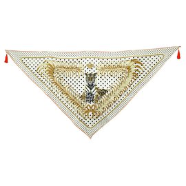 Hermès-Écharpe Triangle en Soie-Multicolore