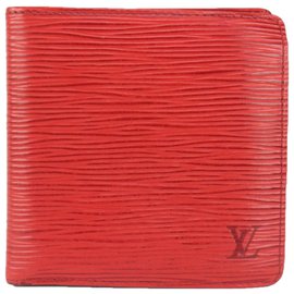 Louis Vuitton-Portefeuille pour hommes à plusieurs volets en cuir épi rouge-Autre