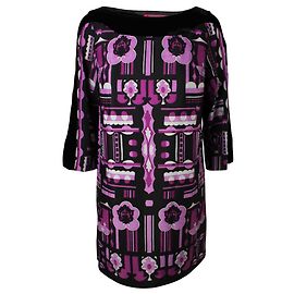 Anna Sui Vestido estampado Dolly Girl em preto e roxo com decote em veludo Outro