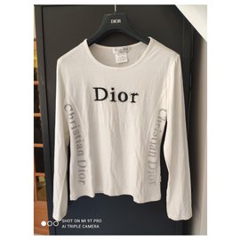 Christian Dior-Tee shirt  manche longue-Blanc cassé