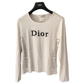 Christian Dior-Tee shirt  manche longue-Blanc cassé