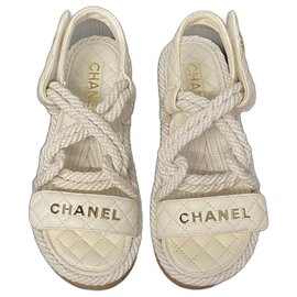 Chanel-Chanel Papa Sandalen-Weiß
