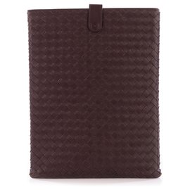 Bottega Veneta-Bottega Veneta Brown Intrecciato Leather iPad Case-Brown