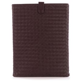 Bottega Veneta-Bottega Veneta Porta iPad in Pelle Marrone Intrecciato-Marrone