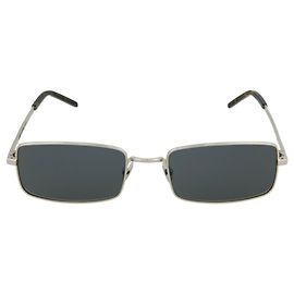 Saint Laurent Square-Frame Metal Sunglasses Silvery Metallic