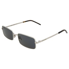 Saint Laurent-Square-Frame Metal Sunglasses-Silvery,Metallic