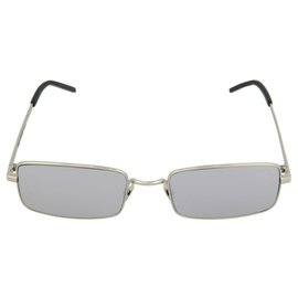 Saint Laurent-Square-Frame Acetate Sunglasses-Silvery,Metallic