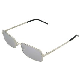 Saint Laurent-Square-Frame Acetate Sunglasses-Silvery,Metallic