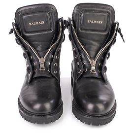 Balmain Black Leather Taiga Ranger Boots Black