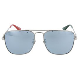 Gucci-Óculos de sol de metal estilo navegador-Cinza