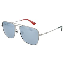 Gucci-Óculos de sol de metal estilo navegador-Cinza