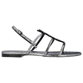 Saint Laurent-Cassandra Sandals-Silvery,Metallic