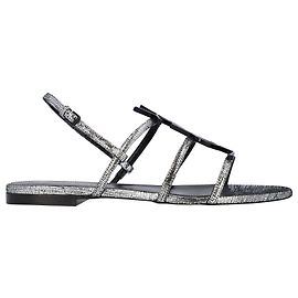 Saint Laurent Sandali Cassandra Argento Metallico