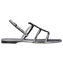 Saint Laurent-Cassandra Sandals-Silvery,Metallic