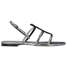 Saint Laurent Sandali Cassandra Argento Metallico