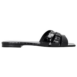 Saint Laurent Tribute Flache Sandalen Schwarz
