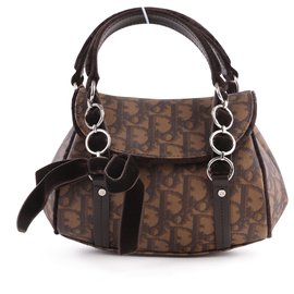 Dior-Chrisitan Dior Brown Canvas Trotteur Romantic Mini Bag-Brown