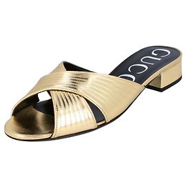 Gucci Chanclas de cuero Dorado Metálico