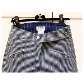Chanel-Pantalones anchos de pasarela-Azul