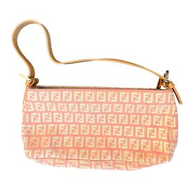 Fendi Pink Zucchini Jacquard Baguette Pink Beige Golden
