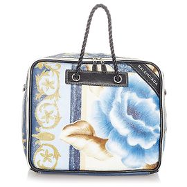 Balenciaga Borsa a mano quadrata in pelle blu coperta Blu Multicolore