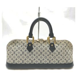 Louis Vuitton-Borsa orizzontale Mini Lin Alma con monogramma blu navy-Altro