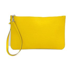 Louis Vuitton-Bolsa de pulso GM de couro amarelo Epi Neverfull Pochette-Outro