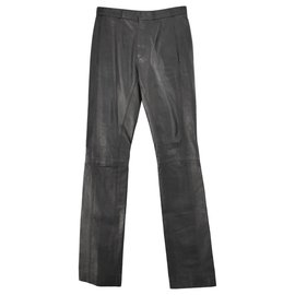 Balenciaga-balenciaga 2008 Black Leather Biker Pants-Black