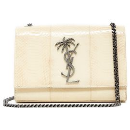 Saint Laurent KATE SMALL AYERS CREME PALM TREE MONOGRAMM Roh