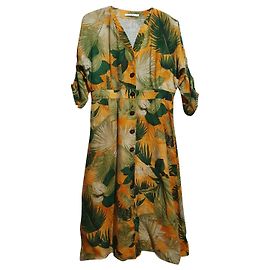 Vestido maxi de linho Uterque Multicor