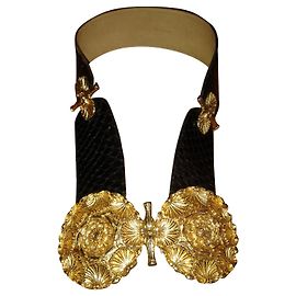 Autre Marque Cinturón Victor Essenow Paris de piel de pitón negro Negro