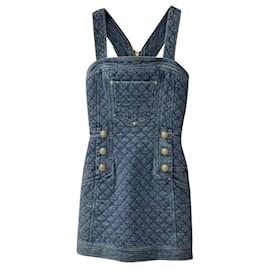 Balmain-BALMAIN Blue Denim Kleid mit Knöpfen Gr.34-Blau