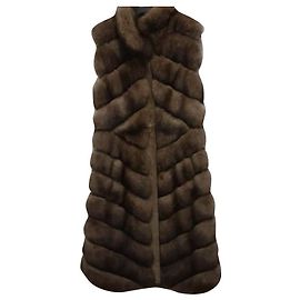 Zilli Sable Fur Sleeveless Coat Sz.S Brown